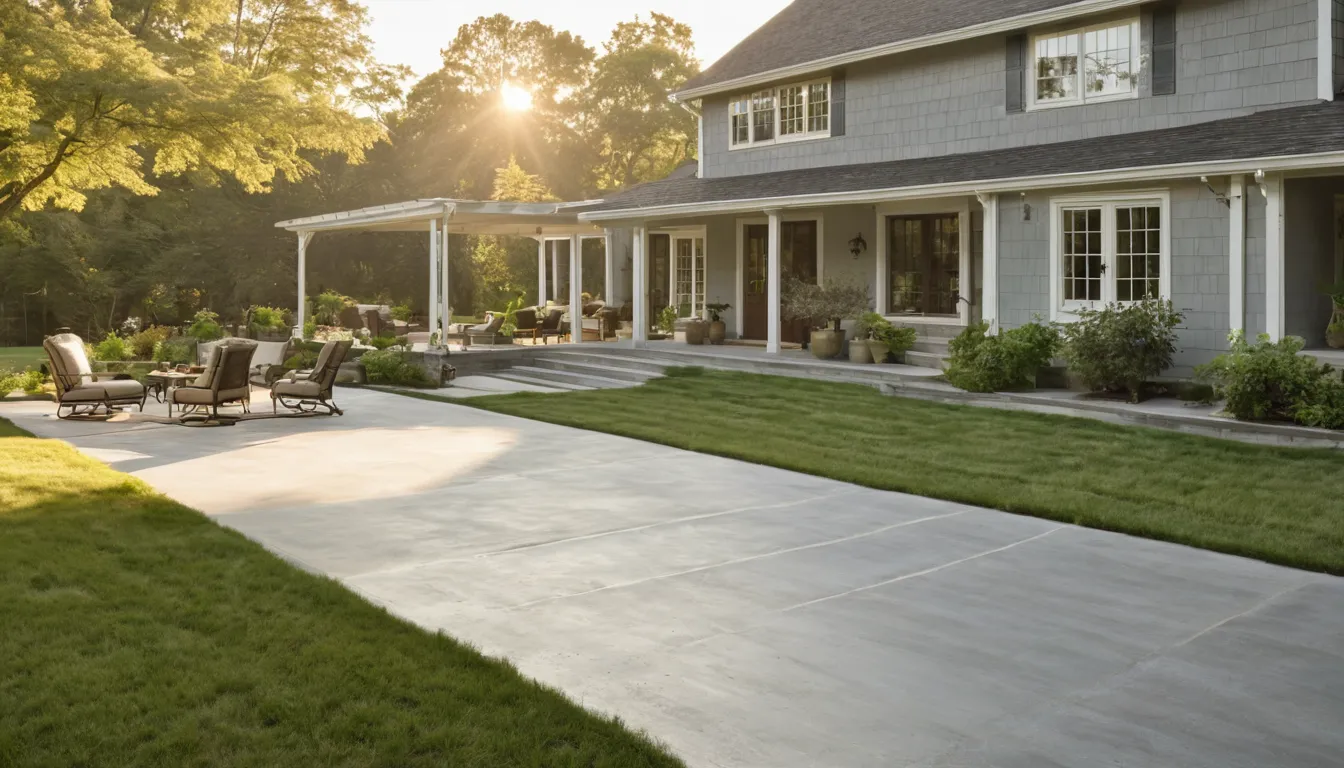 New residential concrete patio behind a home in Aberdeen